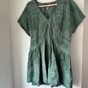 Green Free People Embroidered Dress